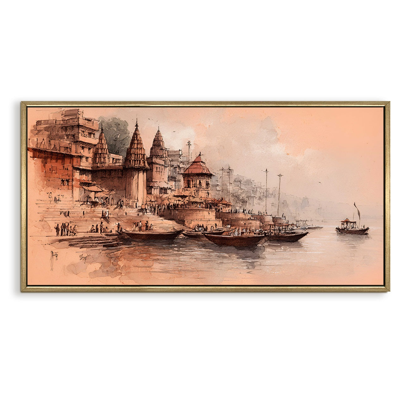 Banaras Ghats Painting – Traditional Indian Art for Home & Office