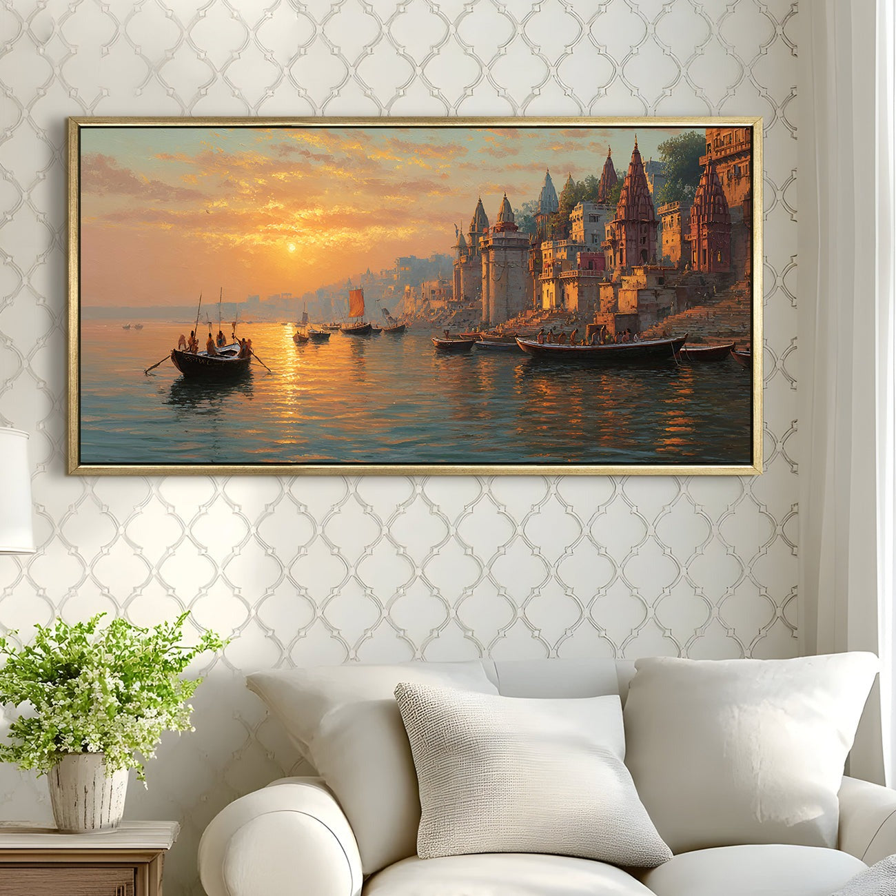 Banaras Ghats Painting – Vastu-Inspired Canvas Art for Peaceful Interiors