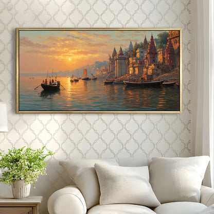 Banaras Ghats Painting – Vastu-Inspired Canvas Art for Peaceful Interiors
