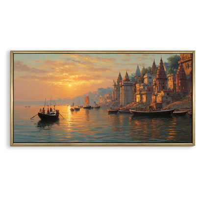 Banaras Ghats Painting – Vastu-Inspired Canvas Art for Peaceful Interiors