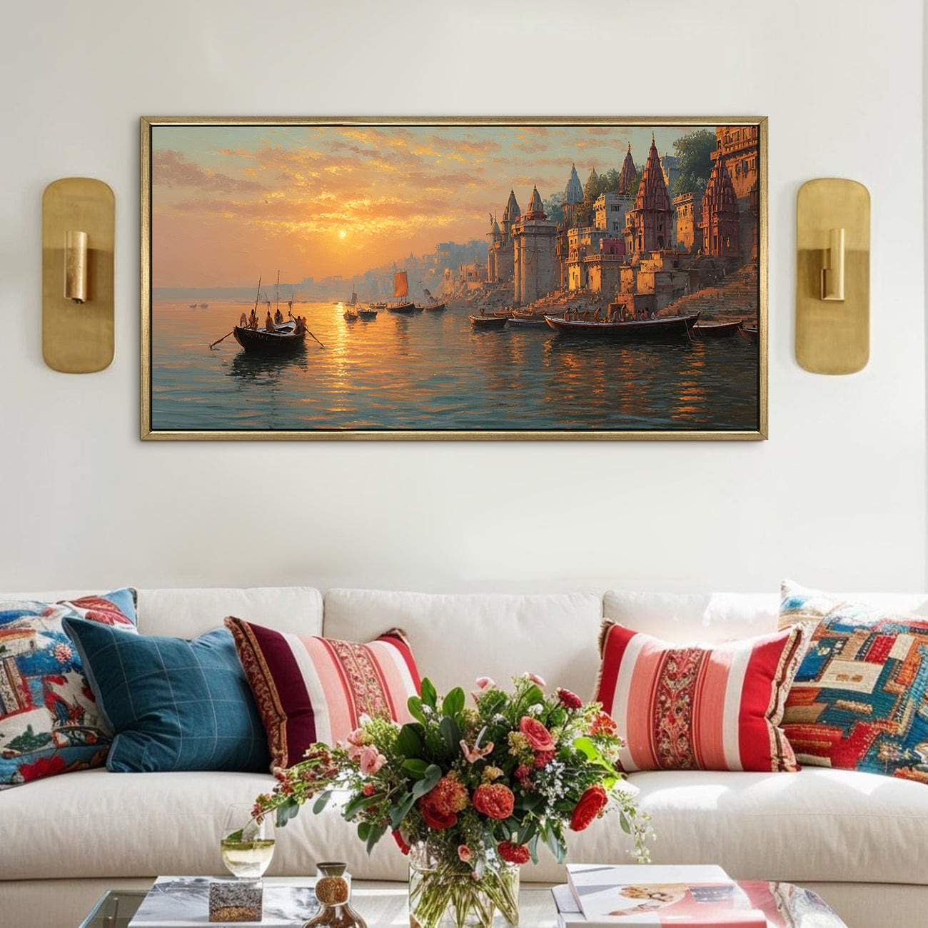 Banaras Ghats Painting – Vastu-Inspired Canvas Art for Peaceful Interiors