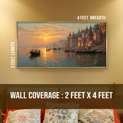 Banaras Ghats Painting – Vastu-Inspired Canvas Art for Peaceful Interiors