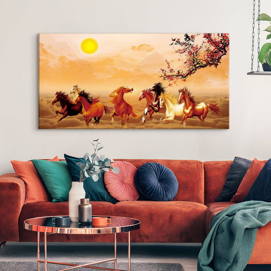 Seven Running Horses Vastu Canvas Paintings