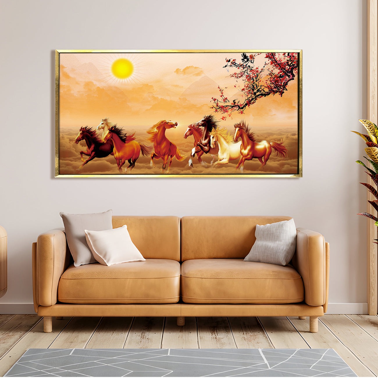 Seven Running Horses Vastu Canvas Paintings