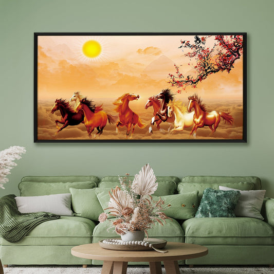 Seven Running Horses Vastu Canvas Paintings
