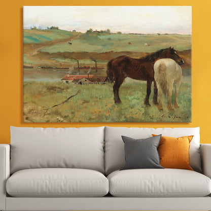 Horses in a Meadow – Edgar Degas Painting