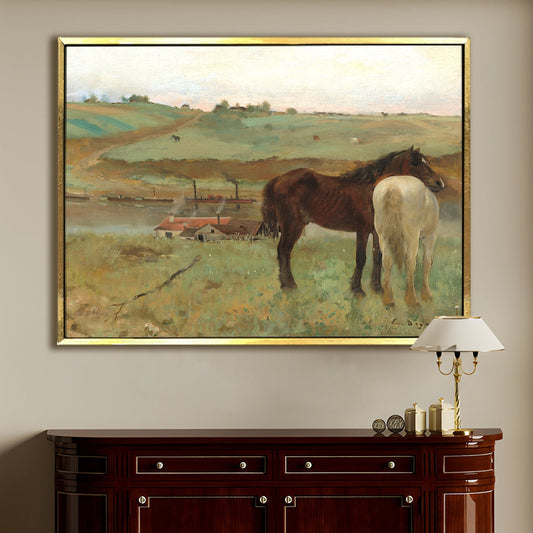 Horses in a Meadow – Edgar Degas Painting