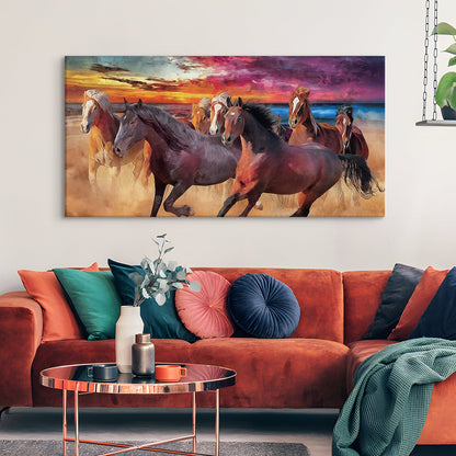 Seven Running Horses Vastu Canvas Paintings
