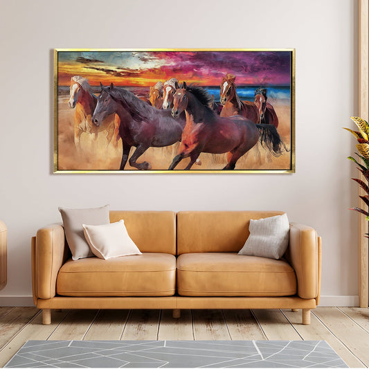 Seven Running Horses Vastu Canvas Paintings