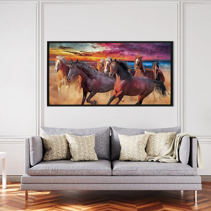 Seven Running Horses Vastu Canvas Paintings
