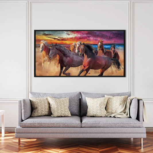 Seven Running Horses Vastu Canvas Paintings
