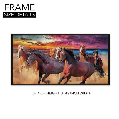 Seven Running Horses Vastu Canvas Paintings