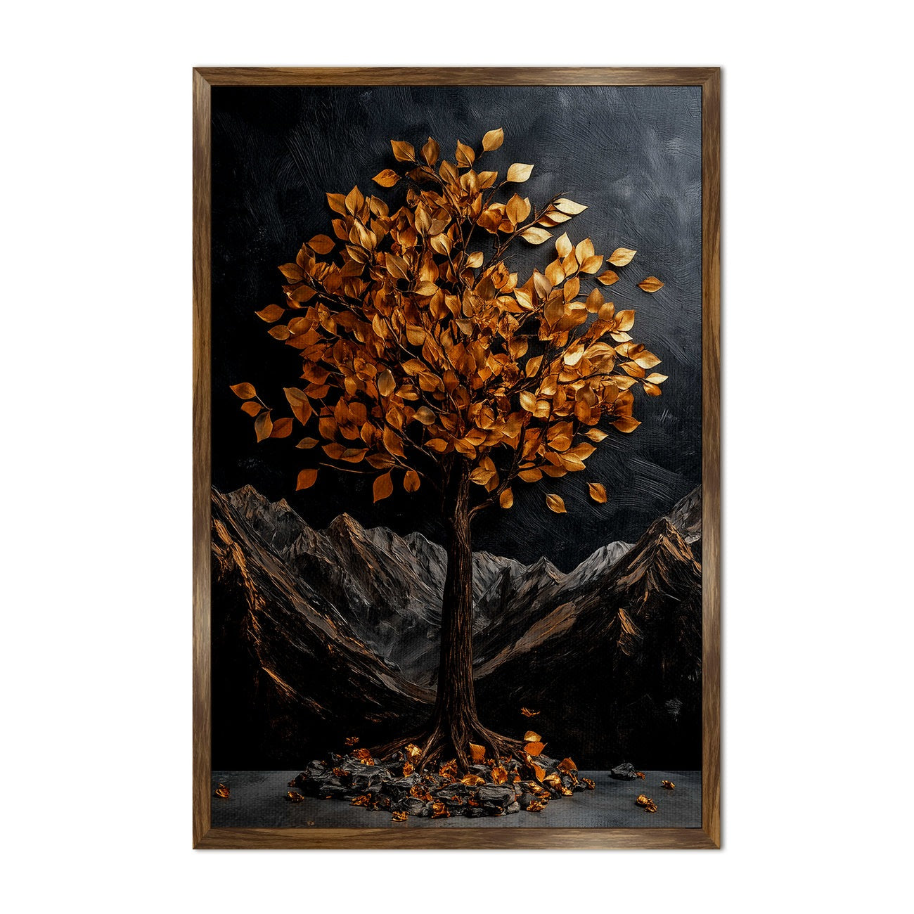 Golden Lucky Wish Tree Vastu Canvas Painting – Symbol of Wealth & Prosperity