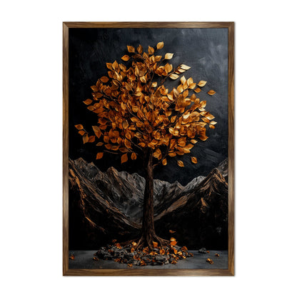 Golden Lucky Wish Tree Vastu Canvas Painting – Symbol of Wealth & Prosperity