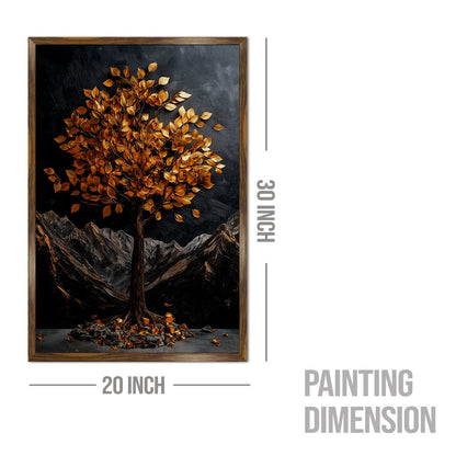 Golden Lucky Wish Tree Vastu Canvas Painting