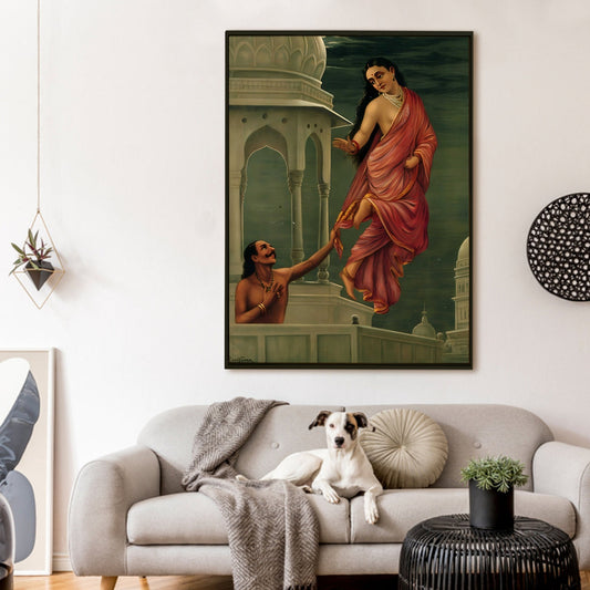 Celestial Beauty in Flight – Raja Ravi Varma Art Canvas