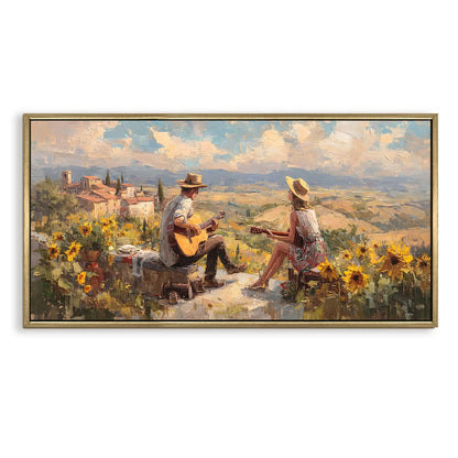 Folk Musicians on Tuscan Hilltop Romantic Canvas Wall Art