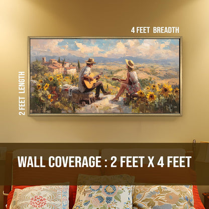 Folk Musicians on Tuscan Hilltop Romantic Canvas Wall Art