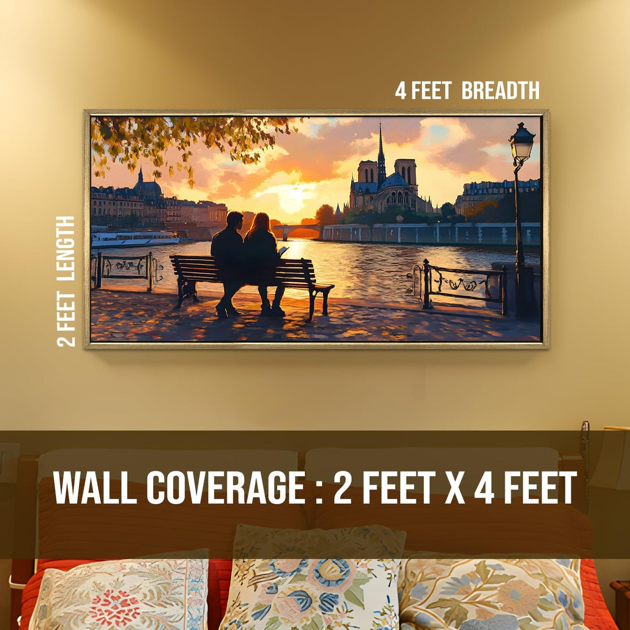 Paris Street Artist Sunset Romantic Canvas Wall Art