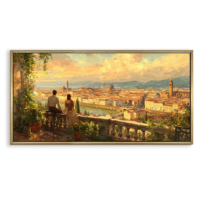 Florence Balcony Sunset Canvas Wall Art for Elegant Home Décor