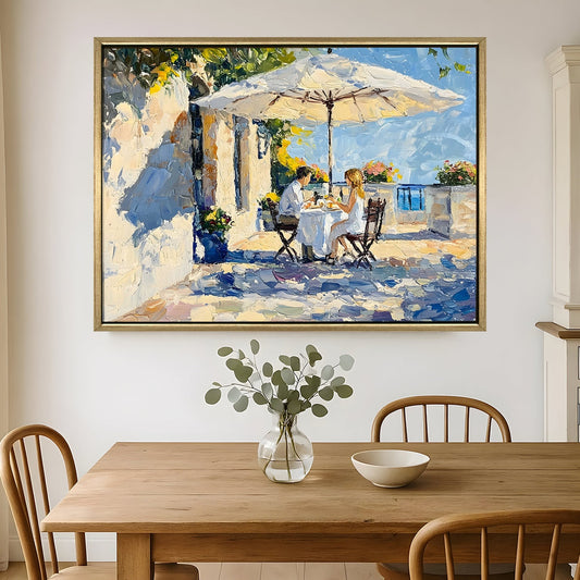 Breezy Coastal Breakfast Café in Monaco Wall Art