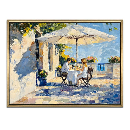 Breezy Monaco Coastal Café Canvas Wall Art for Home Décor