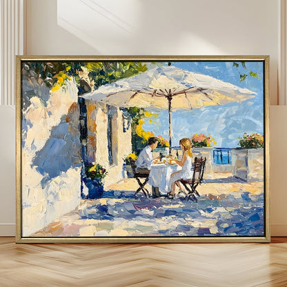 Breezy Monaco Coastal Café Canvas Wall Art for Home Décor