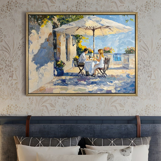 Breezy Coastal Breakfast Café in Monaco Wall Art
