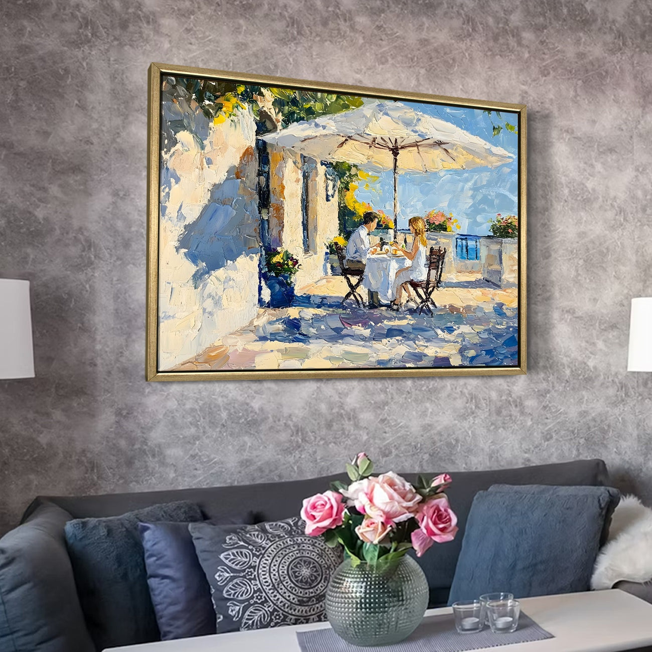 Breezy Coastal Breakfast Café in Monaco Wall Art