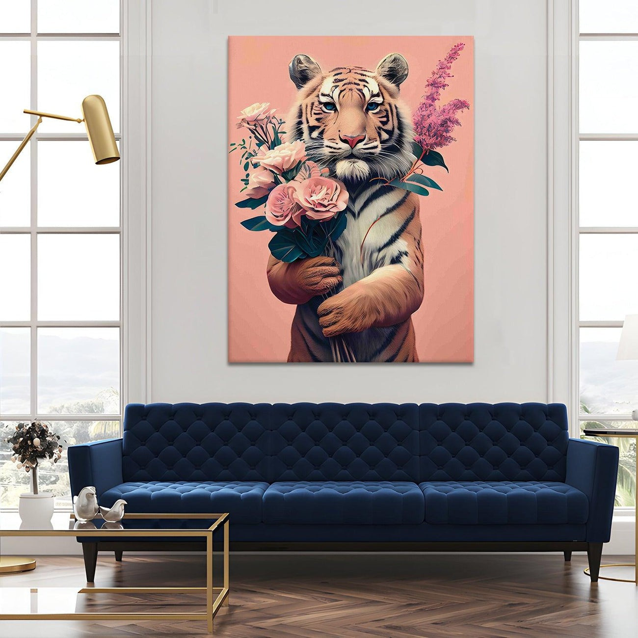  Tiger with Bouquet Canvas Art