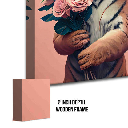 Tiger with Bouquet – Modern Wildlife Canvas Art for Home Decor
