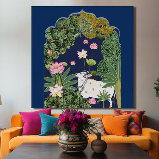 Indian Traditional Pichwai Canvas Painting Wall Art for Home Decor