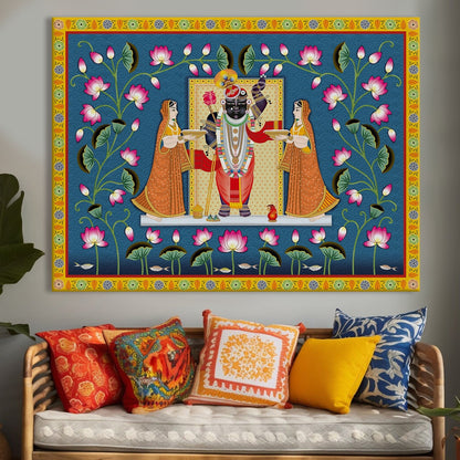 Traditional Shreenathji Pichwai Wall Art Canvas for Home Decor