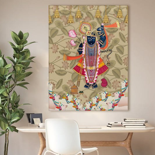 Shreenathji Pichwai Canvas Wall Art Traditional Indian Decor
