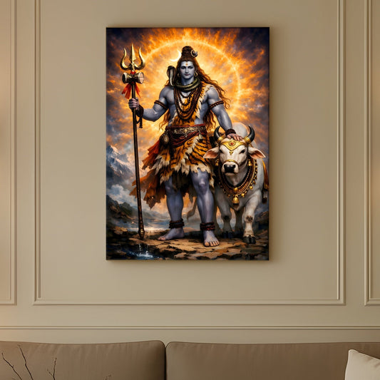 Lord Shiva Wall Art Canvas Painting for Home & Office Décor