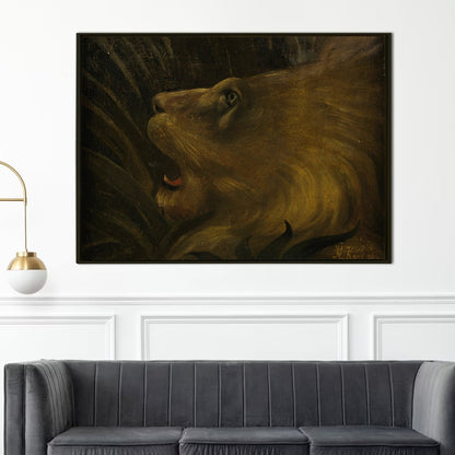 Head of a Lion Henri Rousseau Painting Canvas Wall Art Decor