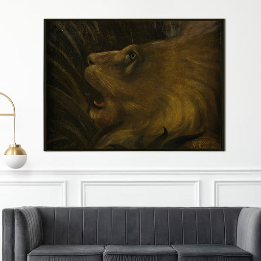 Head of a Lion Henri Rousseau Painting Canvas Wall Art Decor