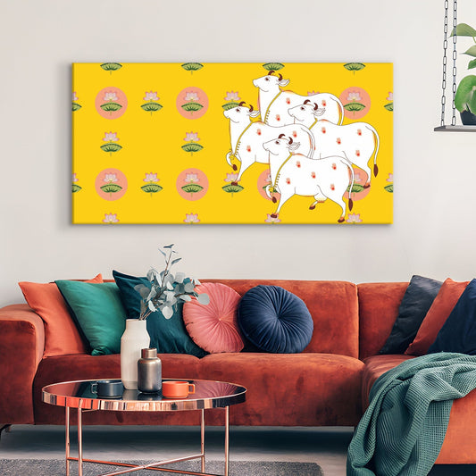 Traditional Indian Pichwai Canvas Wall Art Painting for Home Decor