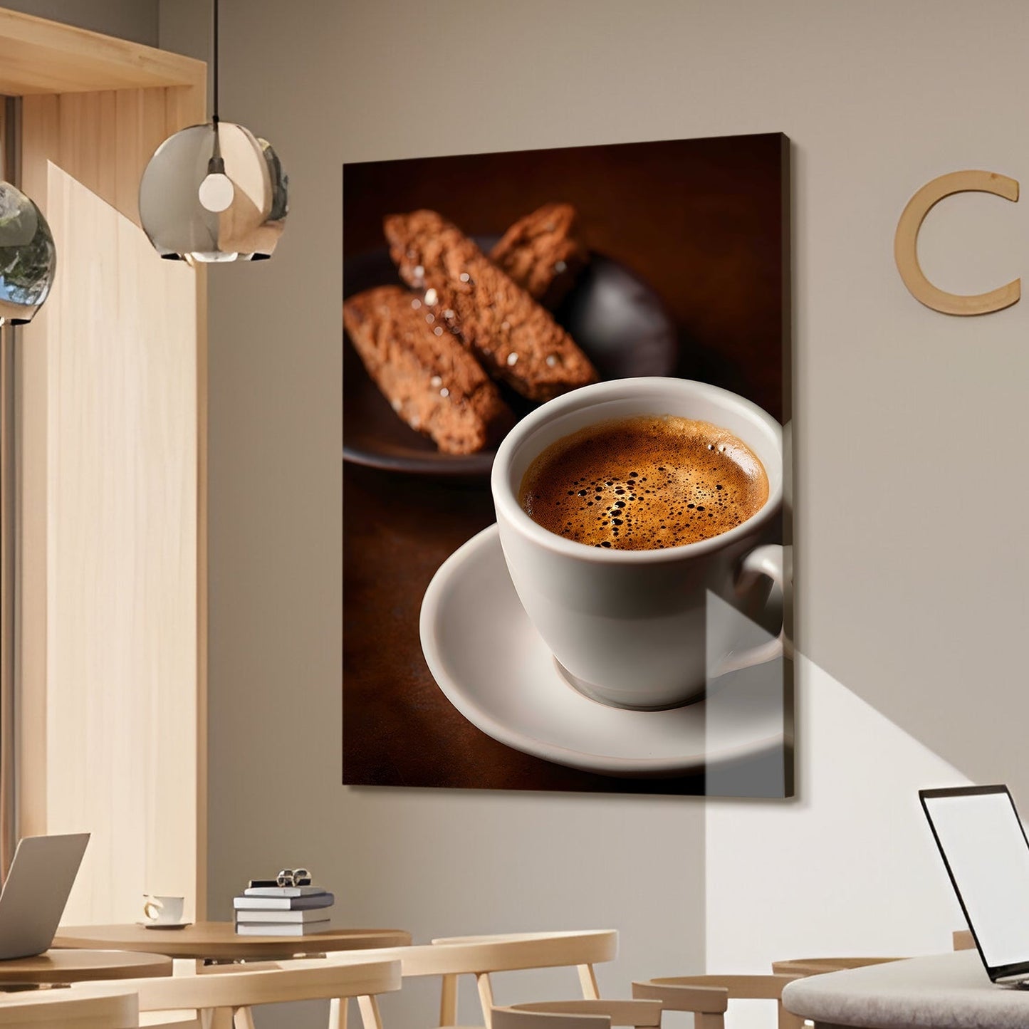 Espresso & Biscotti Wall Art – Rustic Café Kitchen Coffee Canvas