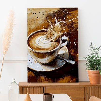Cappuccino Chaos Canvas Wall Art Painting for Kitchen Décor