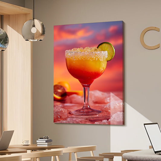 Sunset Margarita Canvas Wall Art for Kitchen & Bar Décor