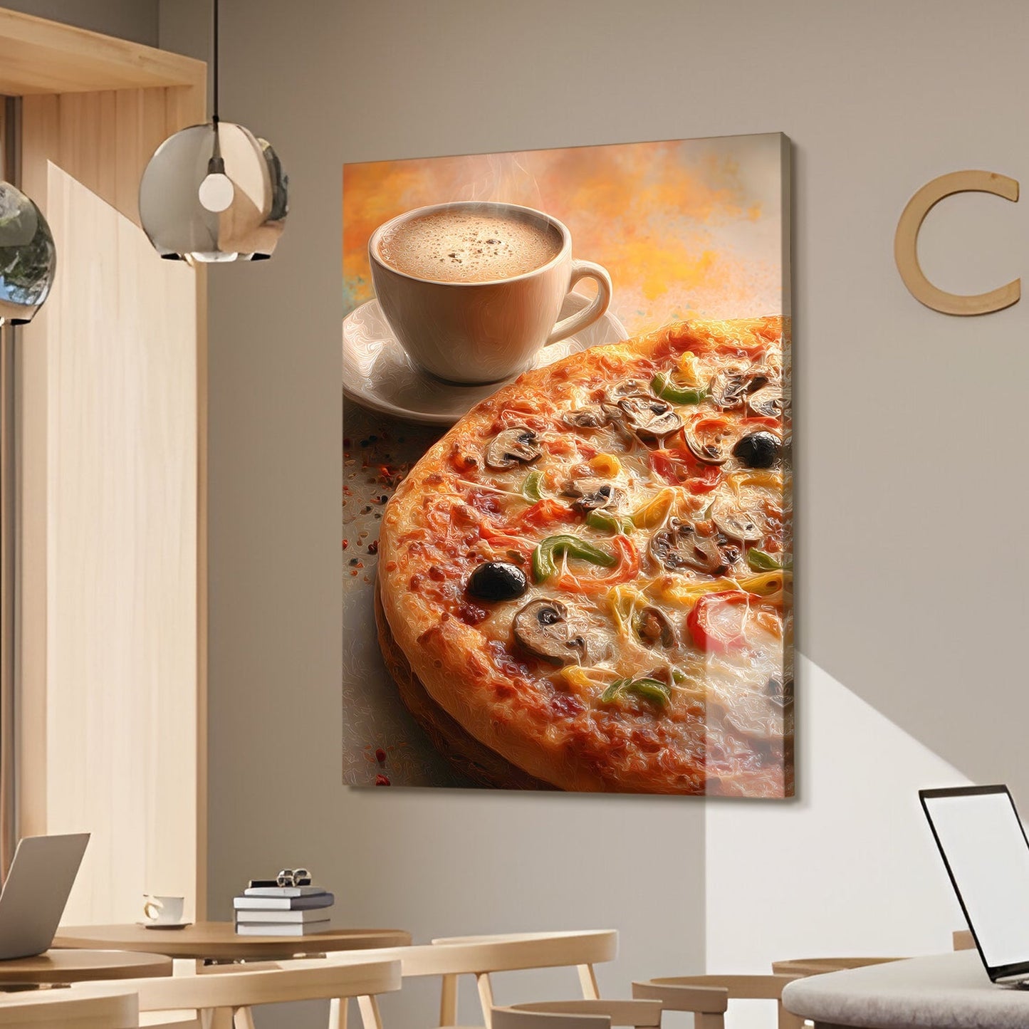 Pizza & Coffee Wall Art – Kitchen Café Restaurant Canvas Decor