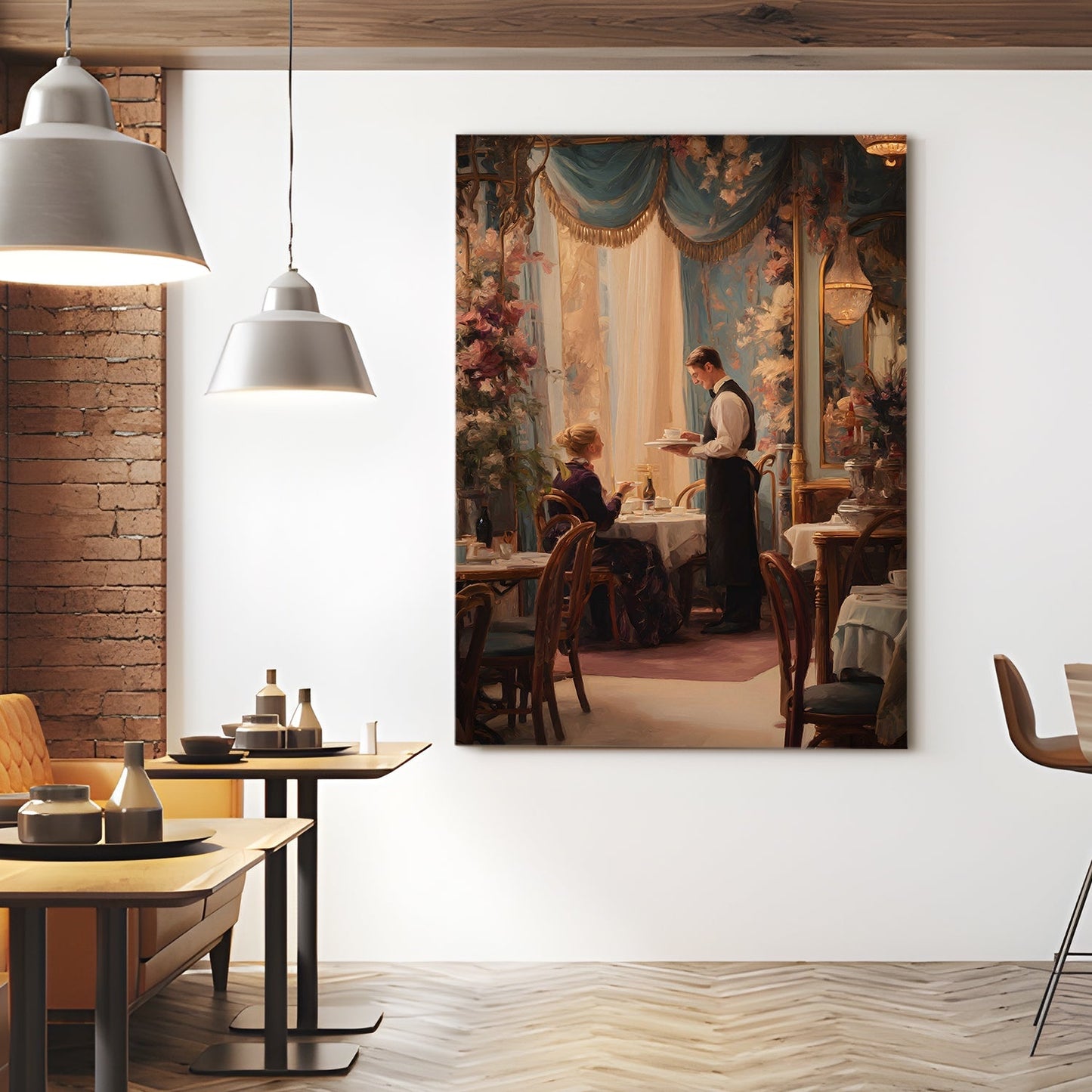 Vintage European Fine Dining Wall Art – Elegant Restaurant Canvas