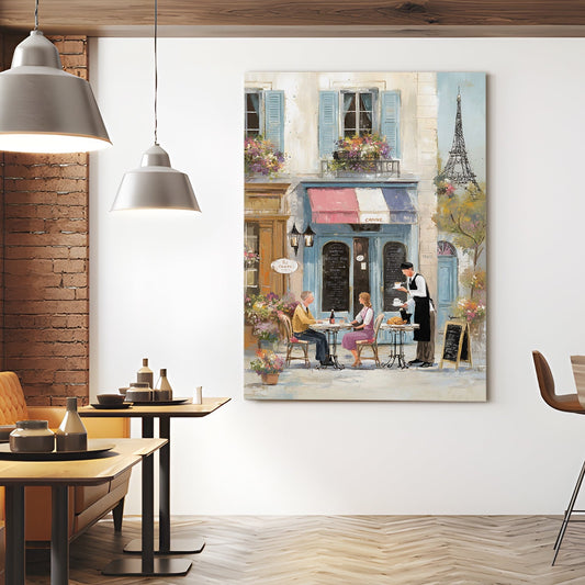 Parisian Café Wall Art – Elegant Street Bistro Canvas Decor