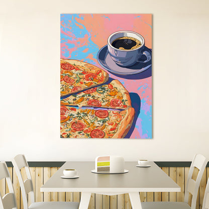 Pop Art Pizza & Coffee Wall Art – Modern Kitchen Café Canvas