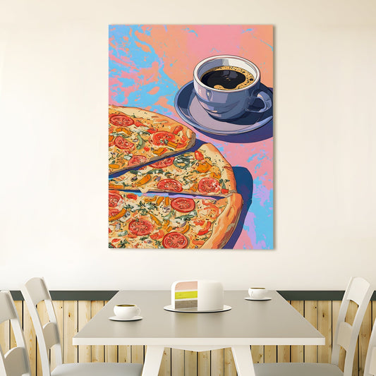 Pop Art Pizza & Coffee Wall Art – Modern Kitchen Café Canvas