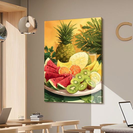 Tropical Fruit Platter Wall Art – Vibrant Kitchen Juice Bar Canvas