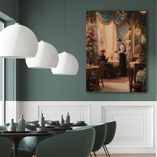 Vintage European Fine Dining Wall Art – Elegant Restaurant Canvas