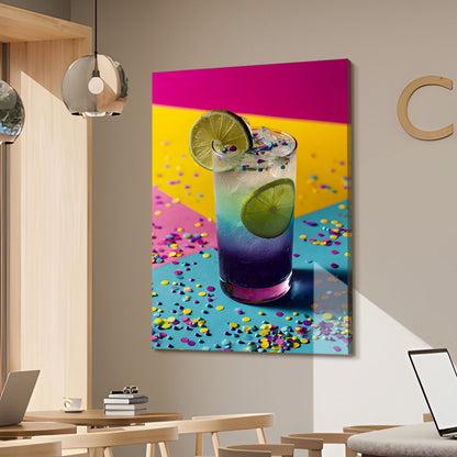 Colorful Lime Cocktail Canvas Wall Art for Kitchen & Bar Décor
