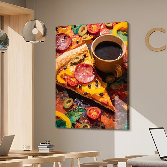 Pizza & Coffee Wall Art – Café Kitchen Dining Canvas Decor
